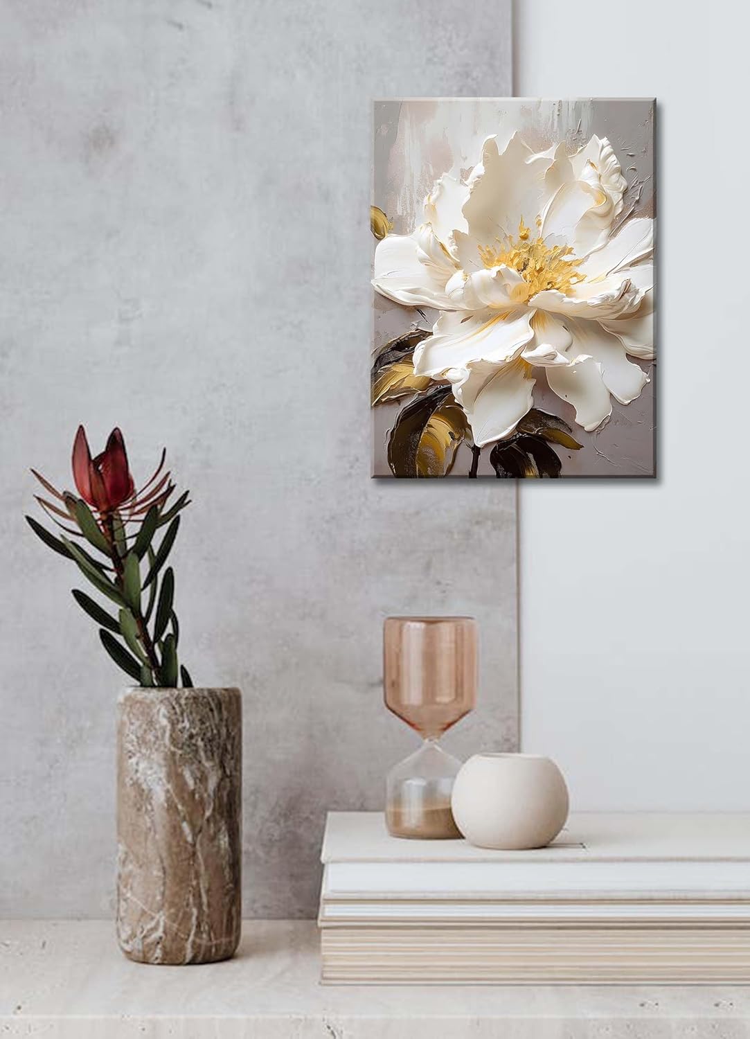 BLINFEIRU Arte de pared de flores para decoración de baño, cuadros modernos para decoración de pared de dormitorio, elegante pintura en lienzo