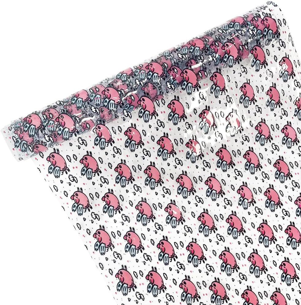 JINR – Lámina de vinilo súper transparente con estampado animal, 12 x 47 pulgadas, rollo de tela de vinilo de PVC con patrón colorido para lazos,