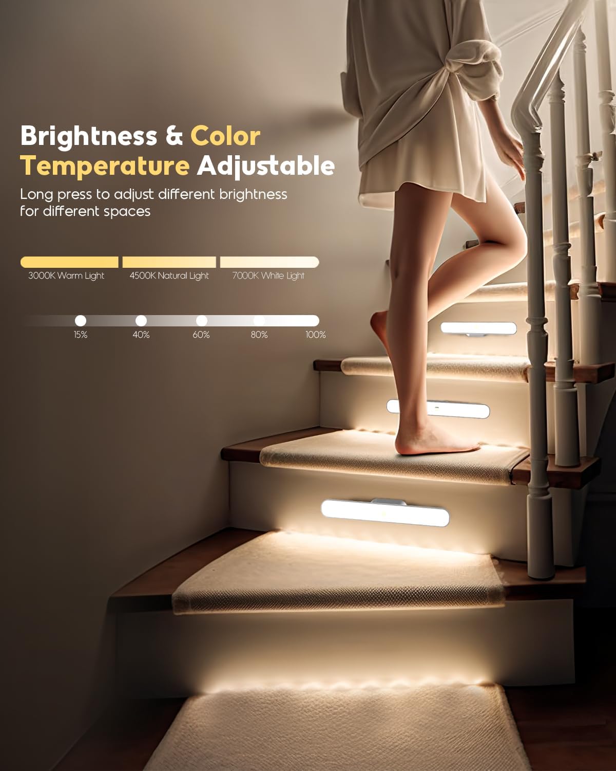 Luces para debajo del gabinete, 78 luces LED que funcionan con pilas, luces de armario, luz con sensor de movimiento para interiores, luz nocturna
