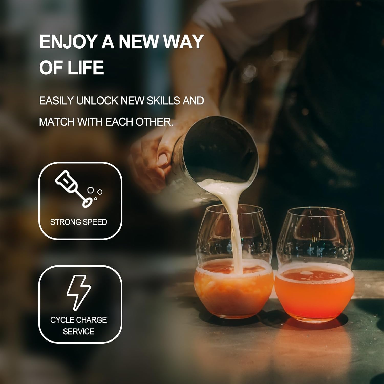 Potente espumador de leche de mano, máquina de espuma eléctrica recargable por USB para café, mini espumador de leche, mezclador de bebidas de acero