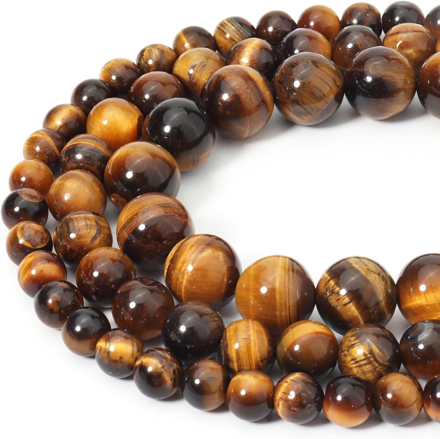 35 cuentas de piedras preciosas redondas sueltas de ojo de tigre amarillo natural de 0.394 pulgadas para la fabricación de joyas, pulseras y collares