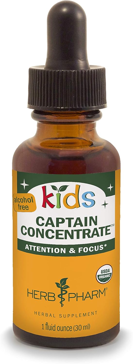 Herb Pharm Fórmula herbaria líquida concentrada de capitán orgánica certificada para niños, sin alcohol, 1 onza líquida