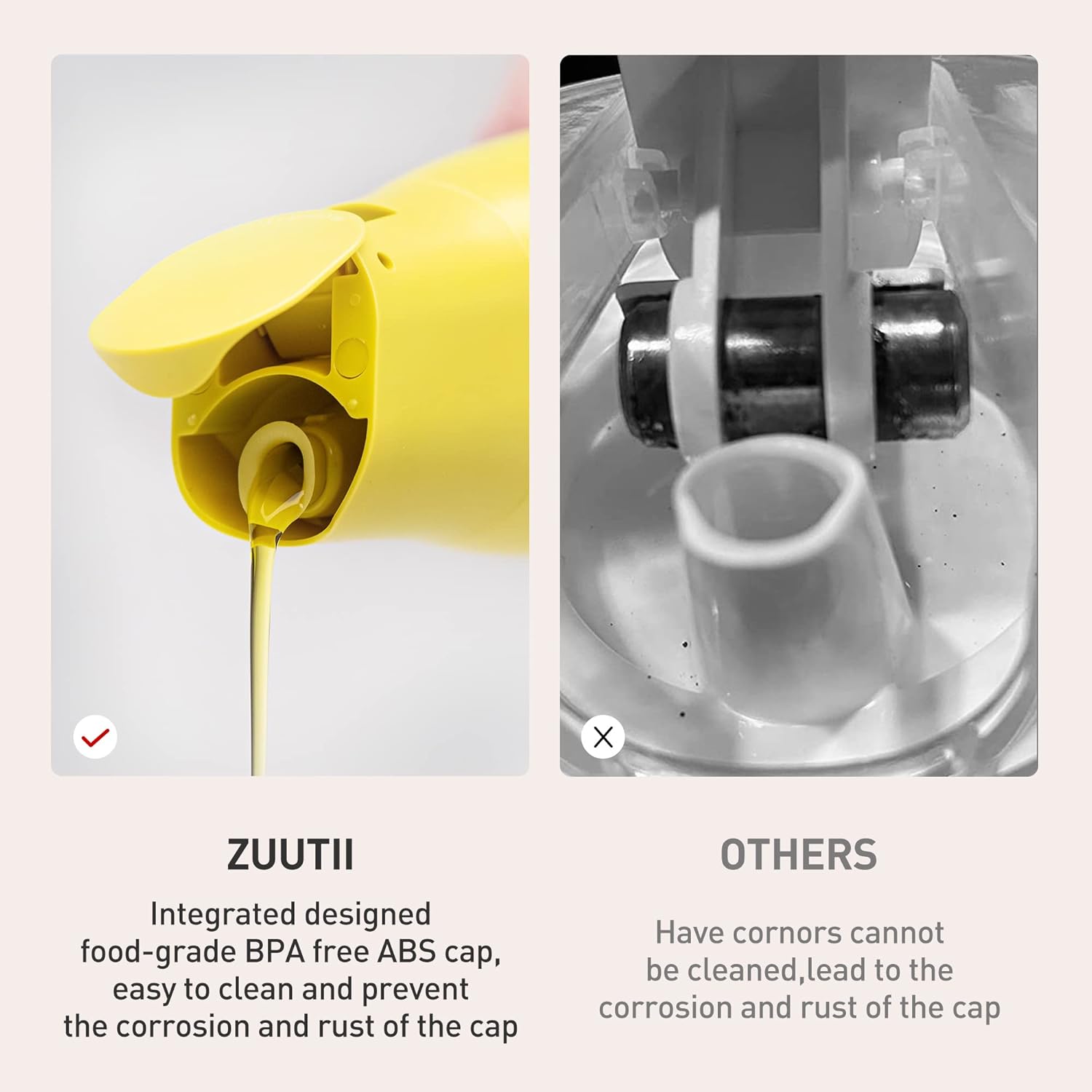Zuutii Dispensador de aceite de oliva, botella dispensadora de aceite sin goteo para cocina, dispensador de aceite y vinagre, botella de aceite de