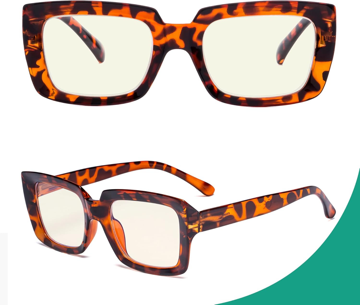 Eyekepper Gafas de computadora  Lectores de filtro de luz azul para mujer  Protección UV420  Gafas de lectura cuadradas de gran tamaño  Tortuga +1.75