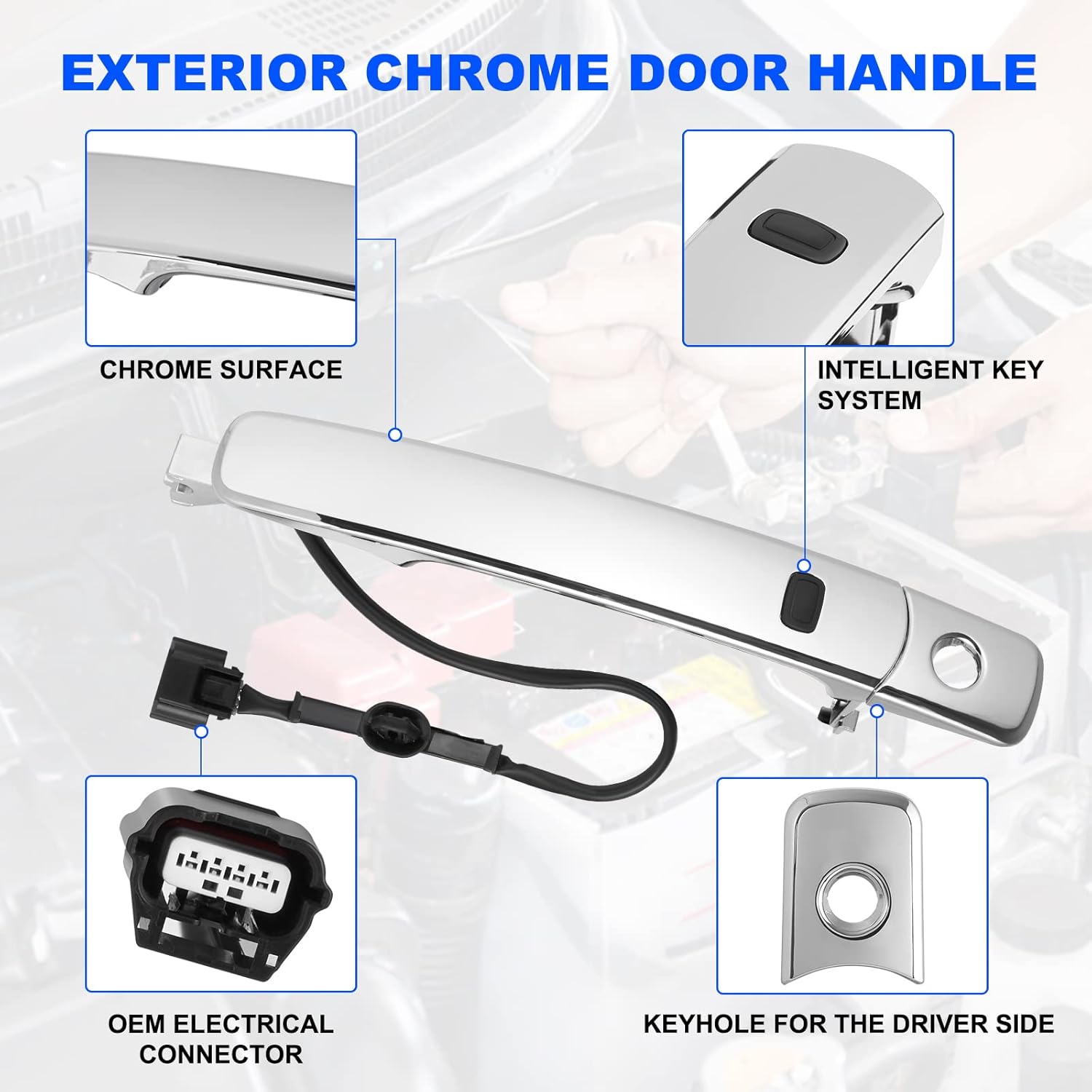 TEMSONE 80640-CZ31B Manija de puerta cromada delantera izquierda para el conductor, exterior compatible con Nissan Rogue 2010-2013 con entrada