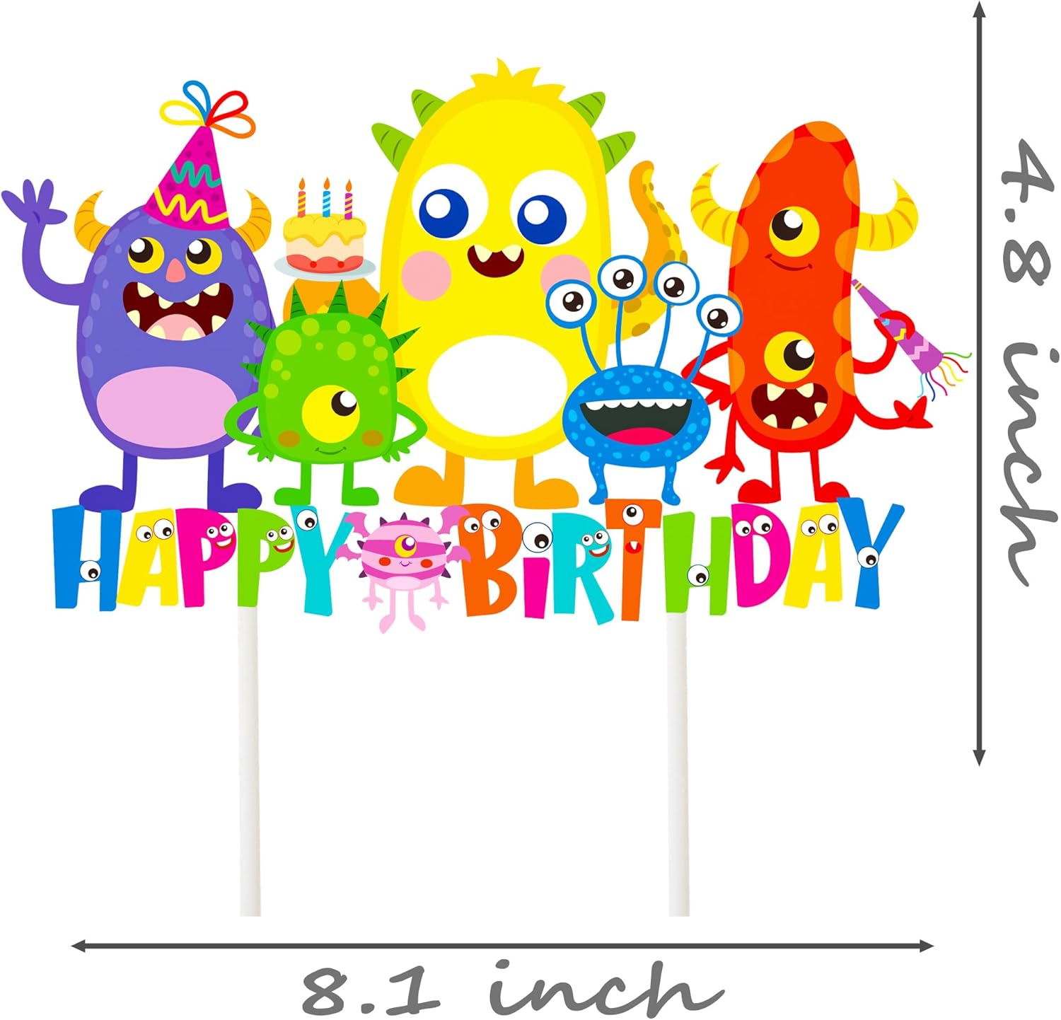 Decoración de pastel de cumpleaños de monstruo, suministros de fiesta de cumpleaños, decoración de pastel de monstruo pequeño para niños, temática