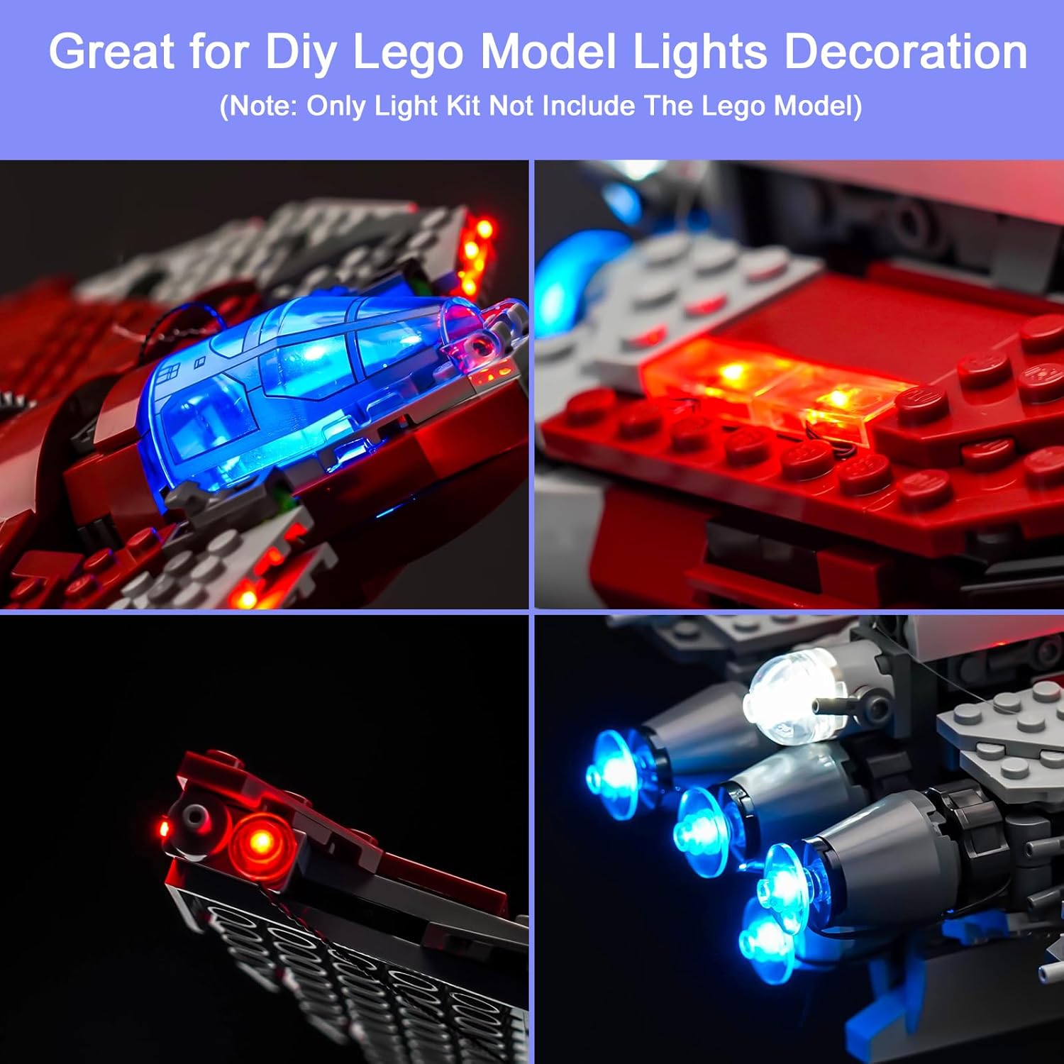 Kit de luz LED mejorado para Lego Ahsoka Tano T-6 Jedi Shuttle Juego de construcción compatible con Lego 75362 (modelo no incluido)