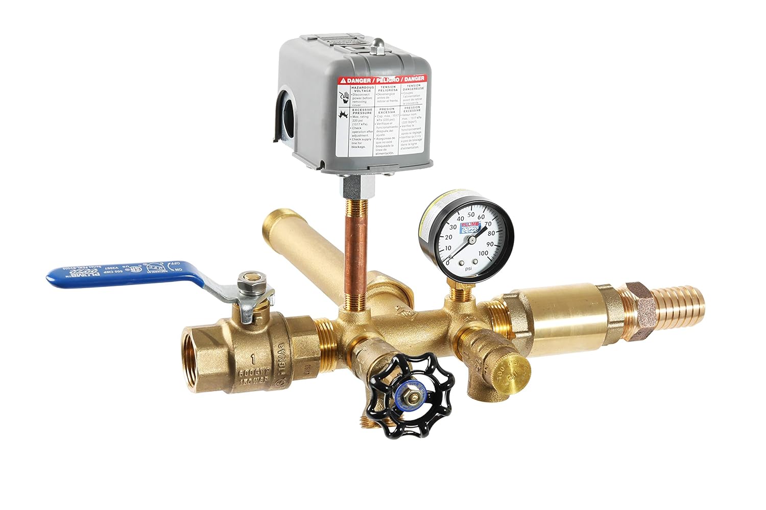 Paquete de instalación de latón sin plomo para tanques Well X Trol, Wx-201, 202, 202xl, 203 y Goulds V60, V80 y V100