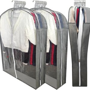 Bolsas de ropa para colgar ropa con refuerzo de 6.3 pulgadas, bolsas de traje de 40 pulgadas para almacenamiento en el armario, fundas transparentes Bolsas de ropa para colgar ropa con refuerzo de 6.3 pulgadas, bolsas de traje de 40 pulgadas para almacenamiento en el armario, fundas transparentes