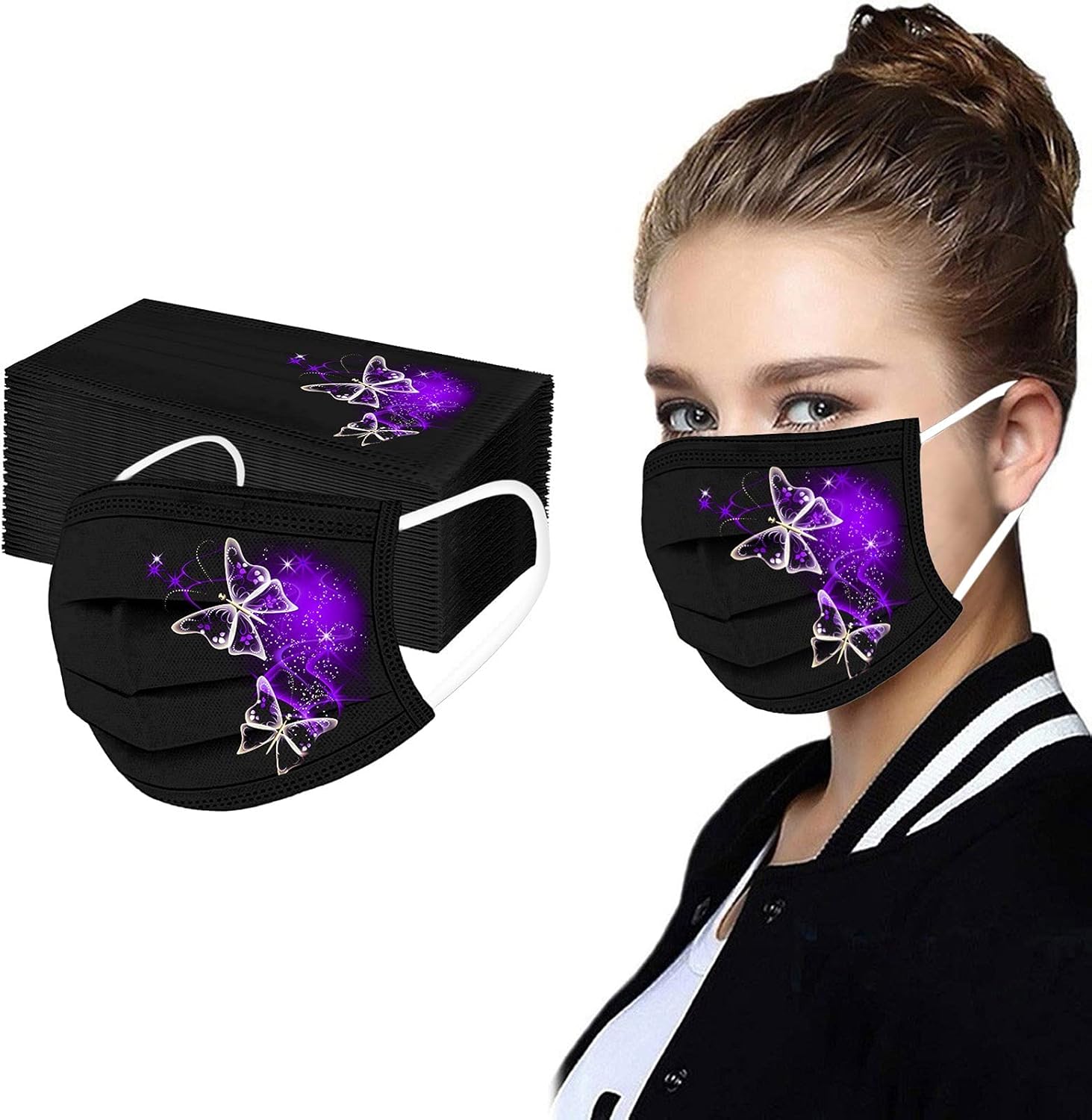 50 máscaras faciales desechables de mariposa para mujeres adultas, cuidado de la piel, para fiestas de vacaciones, regalo de fiesta