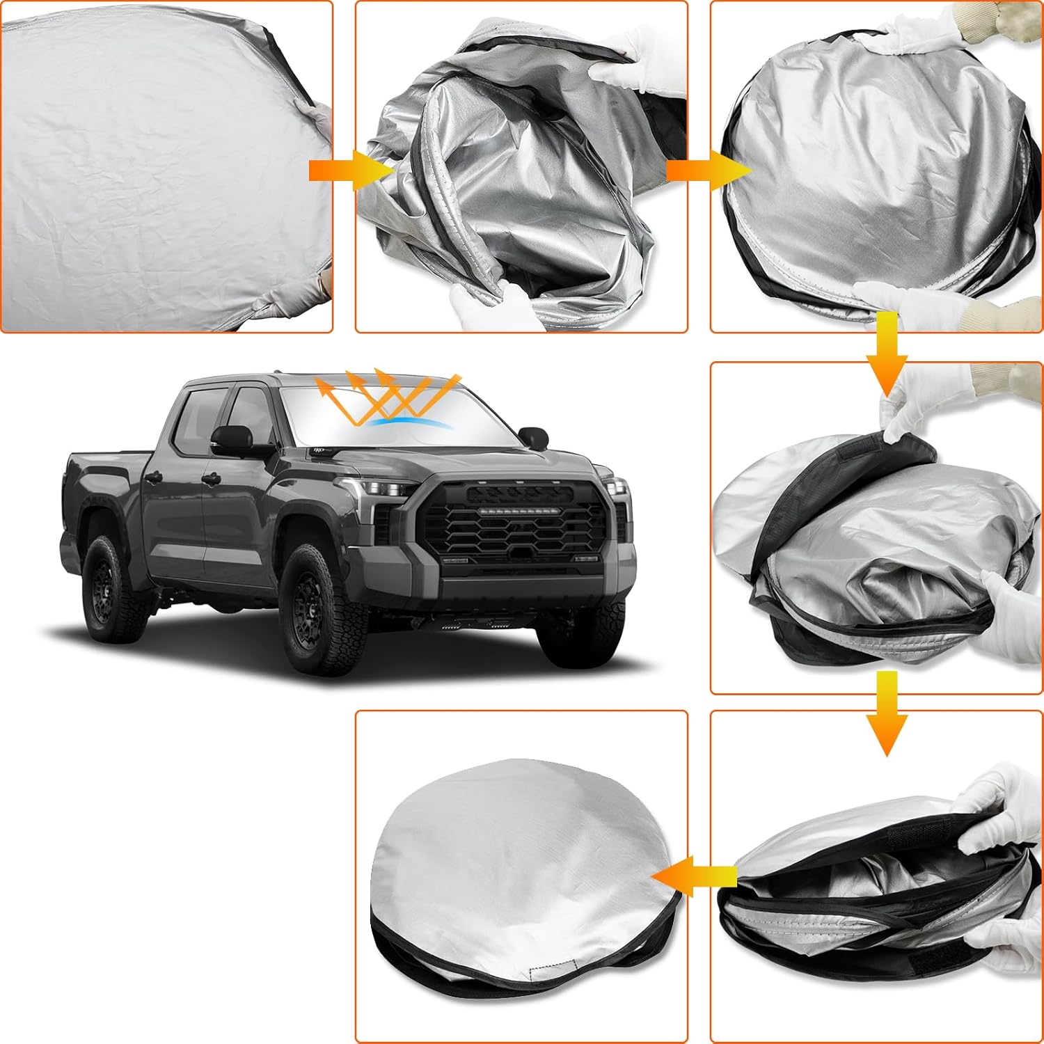 D-Lumina Winshield – Parasol para to-yota Tundra 2022 2023 2024 2025, protector solar frontal plegable bloquea los rayos UV, parasol para ventana de