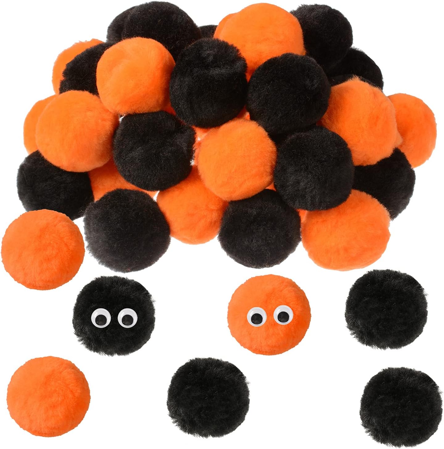 36 bolas de pompón de acrílico para disfraz de Halloween, decoración de pompones grandes para manualidades, bolas de pompones suaves y mullidas para
