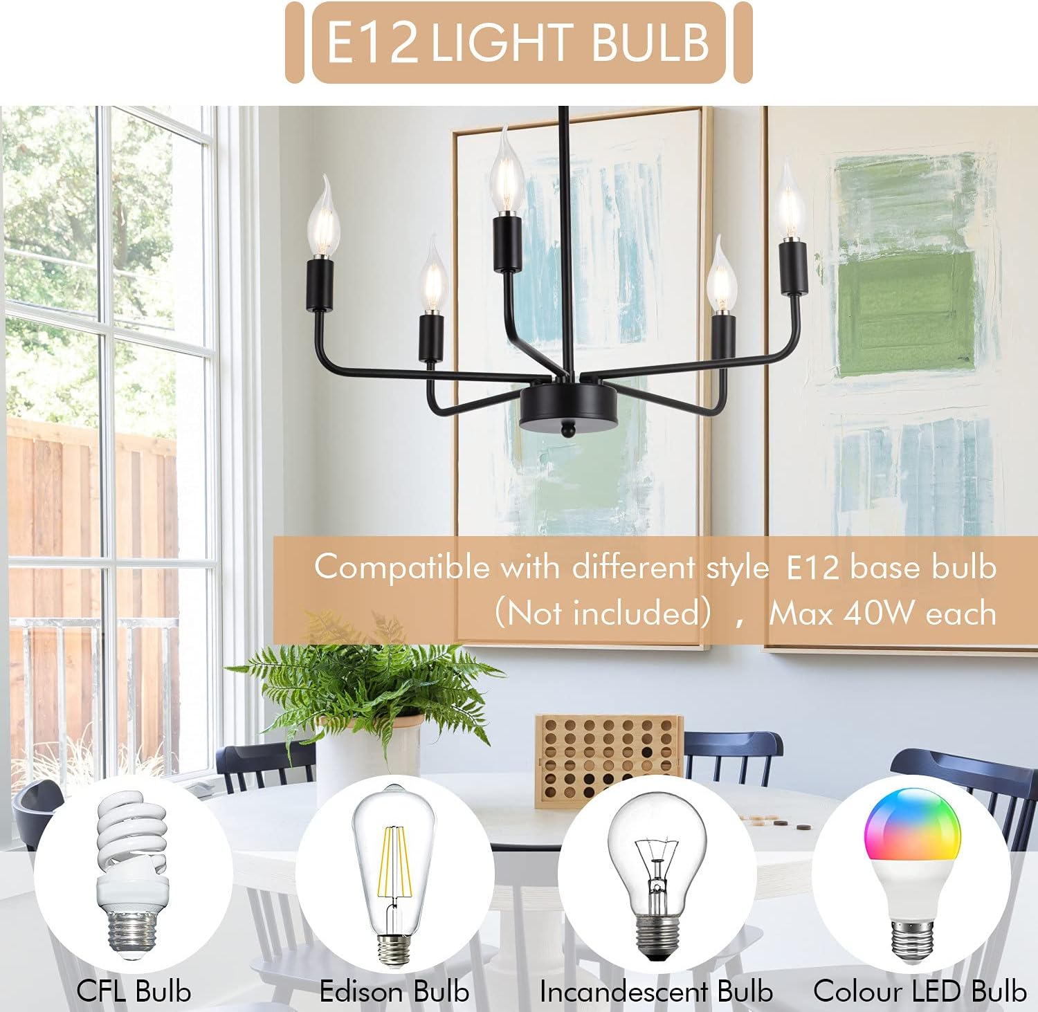 SHANSRUI Candelabro negro mate moderno estilo casa de campo, lámpara de techo contemporánea, 5 luces, lámparas colgantes para dormitorio, sala de
