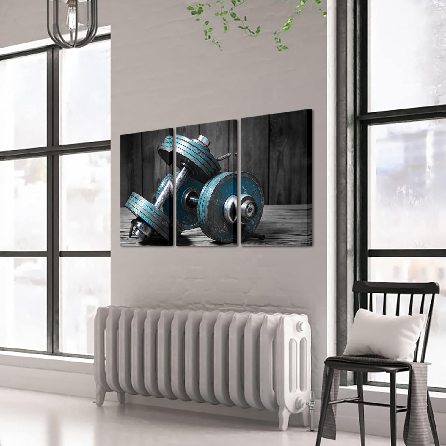 YeiLnm 3 paneles de lona de gimnasio con mancuernas modulares, impresión de imagen, levantamiento de pesas, póster de entrenamiento para niños,