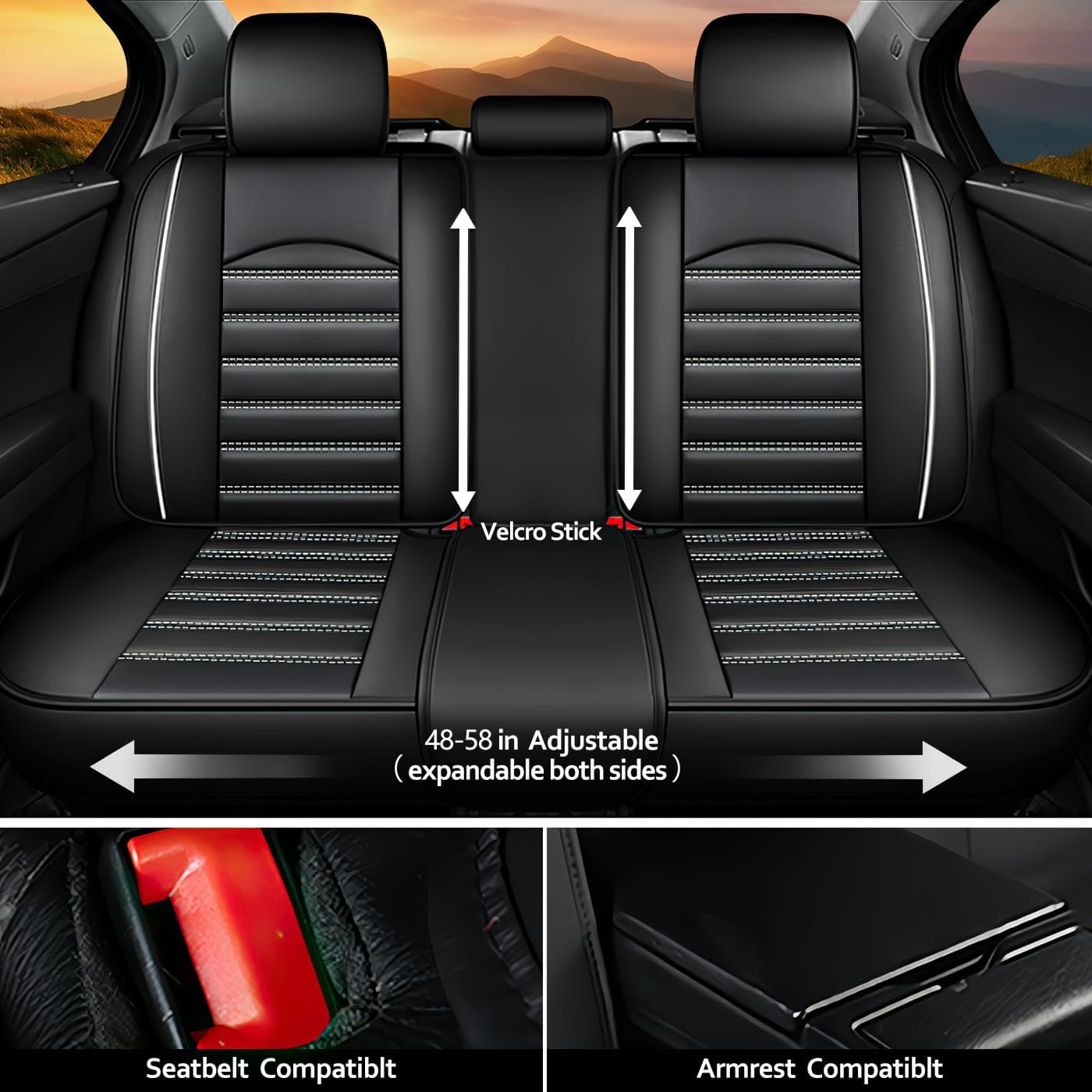 ROBECCHI Fundas de asiento de automóvil para Mercedes-Benz Sprinter 2014-2016, 5 fundas de asiento impermeables, de piel sintética, fundas de