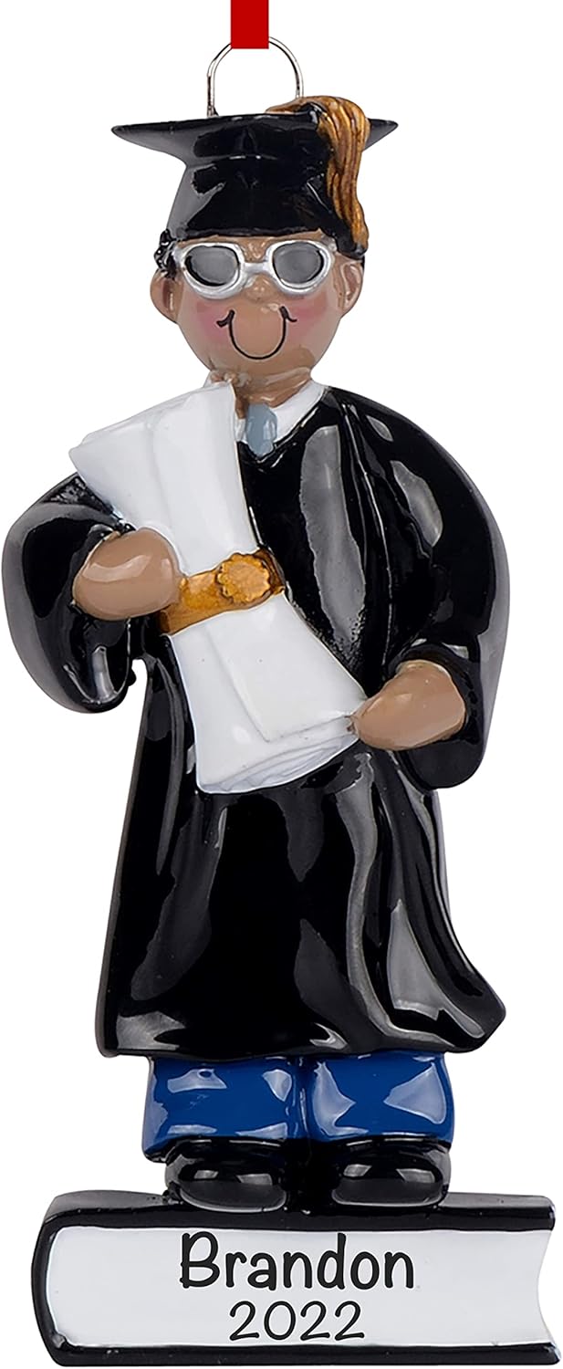 Adornos de Navidad personalizados de graduación 2023  Personalización rápida y gratuita las 24 horas  Decoración navideña de chico étnico graduado