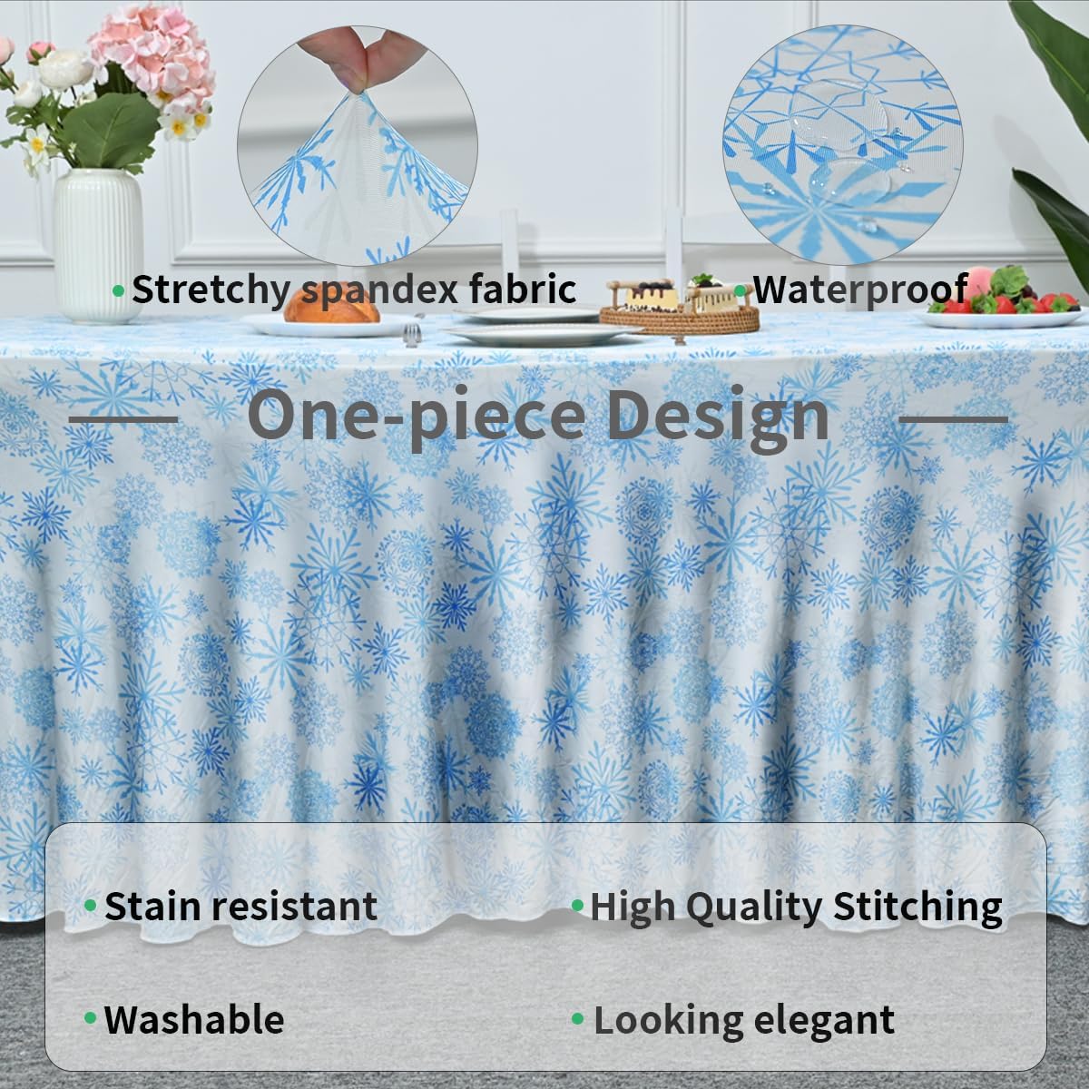 HAORUI Faldones de mesa, manteles rectangulares resistentes a las arrugas, con volantes elásticos para banquetes, bodas, fiestas