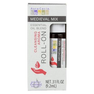 Aura Cacia Mezcla de aceites esenciales roll-on  Mezcla medieval  0.31 onzas líquidas, paquete de 1 Aura Cacia Mezcla de aceites esenciales roll-on  Mezcla medieval  0.31 onzas líquidas, paquete de 1