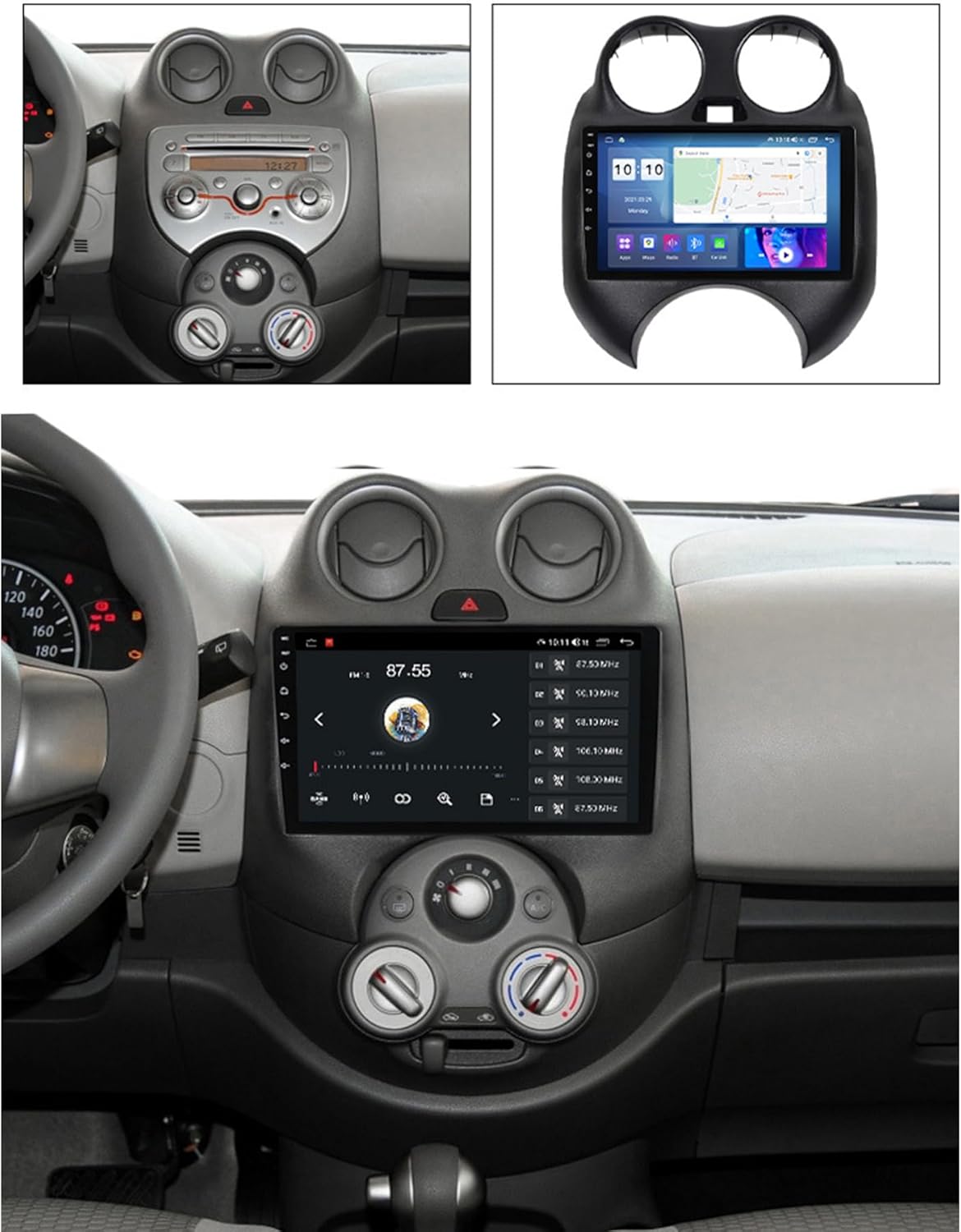 Android 11 coche estéreo unidad principal 9 ” pantalla táctil para Nissan marzo 2010-2013, soporte de navegación en el tablero Bluetooth FM AM