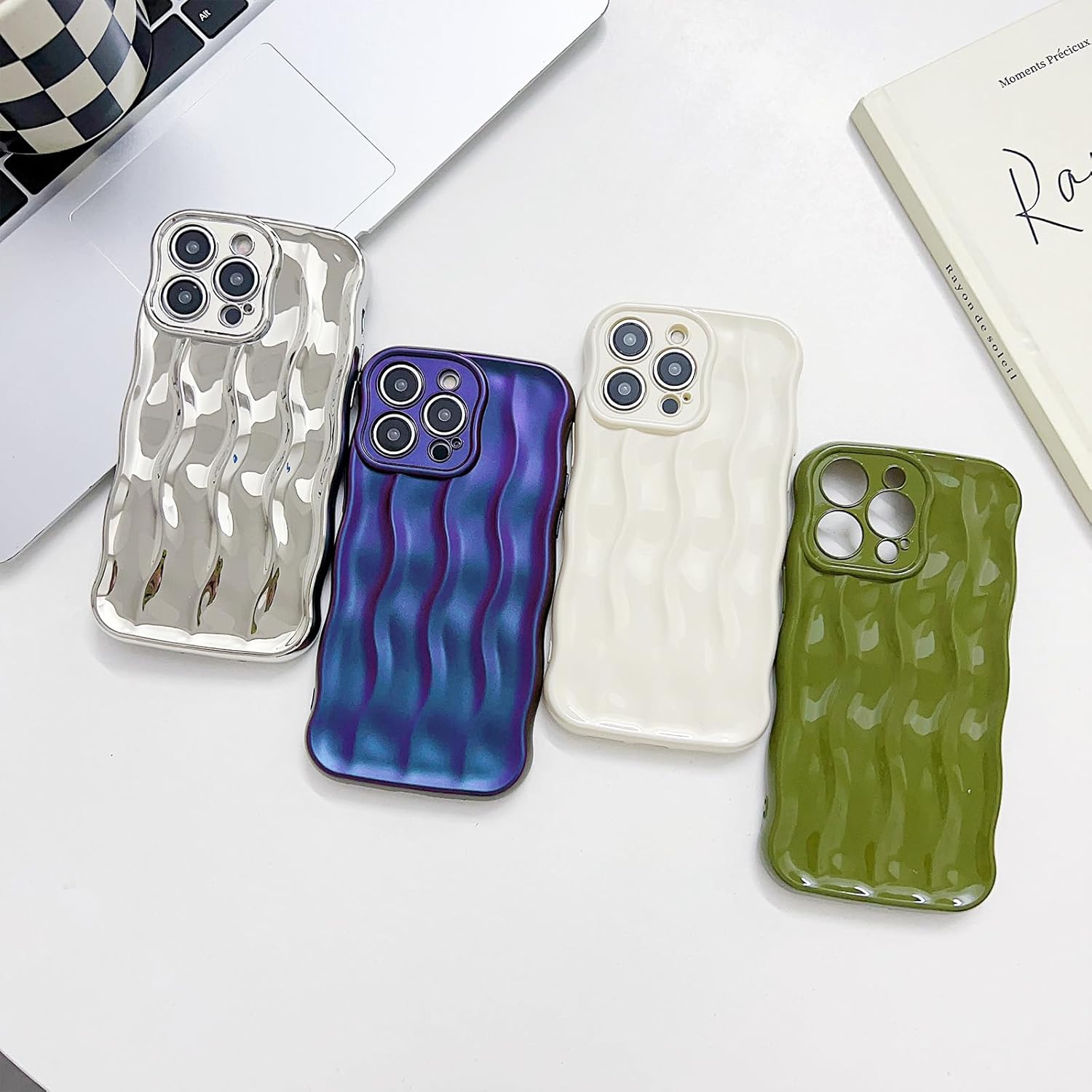 Sayoaho Diseñada para iPhone 14 Pro Max, diseño de ondas de agua, bonita funda de moda con forma de onda para mujeres y hombres, suave protección a