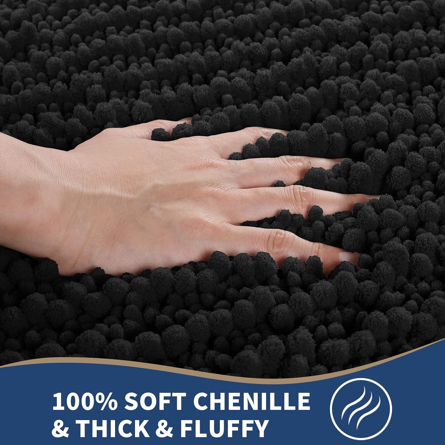 Yimobra Juego de 2 alfombras de baño de chenilla, 32 x 20 + 24 x 20 pulgadas, tapete suave en forma de U y esponjoso, tapete de ducha antideslizante