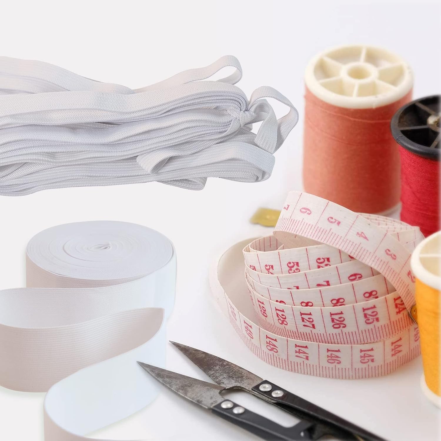 Bandas elásticas para coser de 0.6 pulgadas, 11 yardas, carrete elástico de punto blanco, alta elasticidad para cinturilla, pantalones, vestido,
