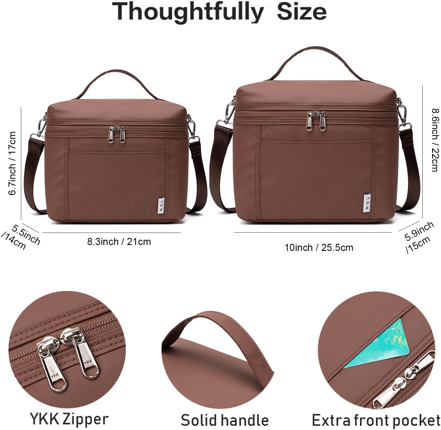 NOL Natural Organic Lifestyle – Bolsas de almuerzo aisladas para mujer, bolsa de refrigeración ligera de nailon impermeable para el trabajo