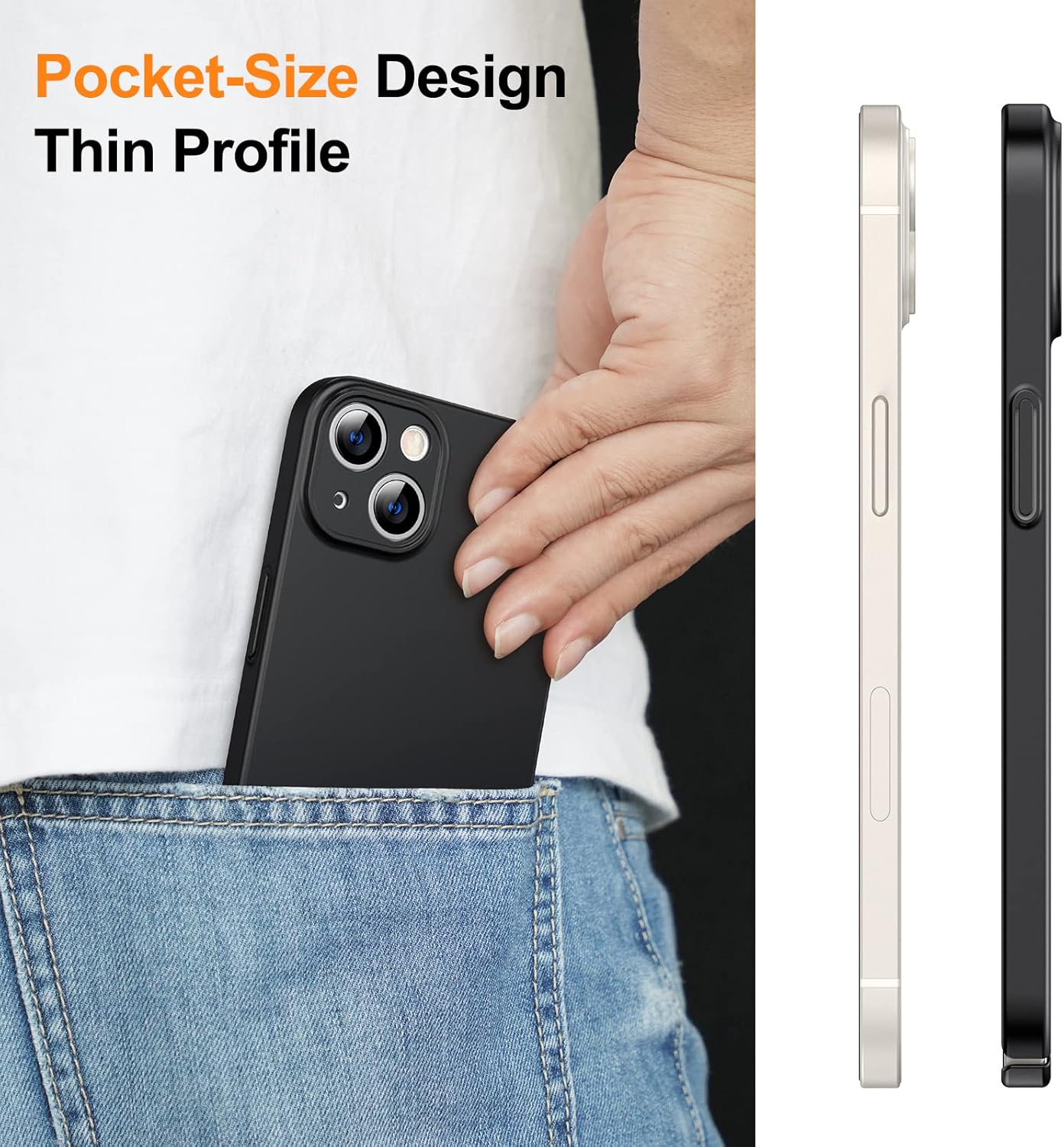 JETech Funda delgada mejorada (0.033 in de delgado) para iPhone 13 de 6.1 pulgadas, cubierta de lente de cámara, protección completa, ajuste