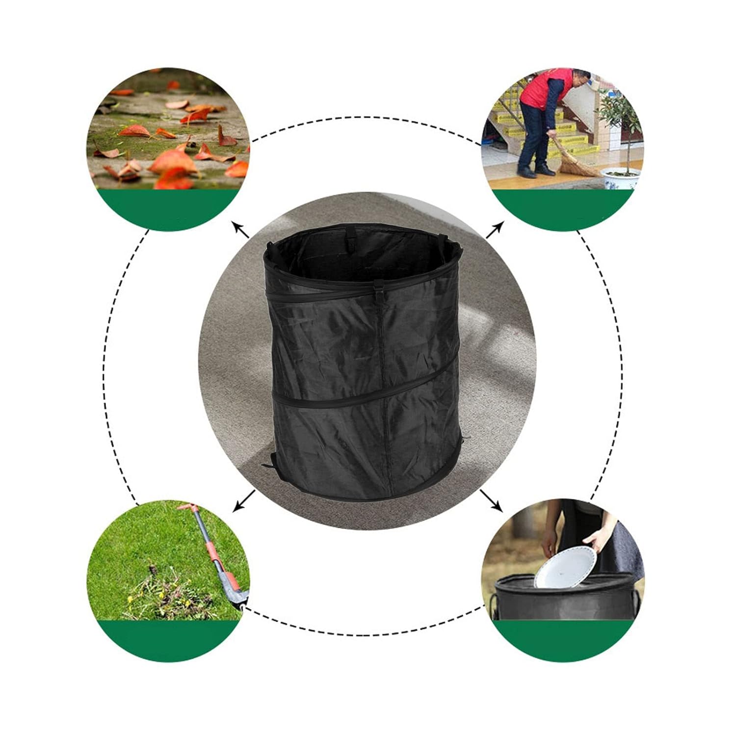 Cubo de basura plegable, resistente al agua, tela Oxford, anillos de acero reforzados, para camping, papelera, plegable, portátil, plegable, para