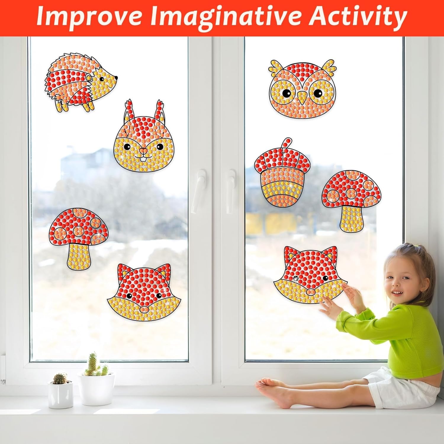 Atrapasoles de diamantes para manualidades de otoño, gemas con forma de animal, manualidades, kits de atrapasoles para niños, kits de pintura de