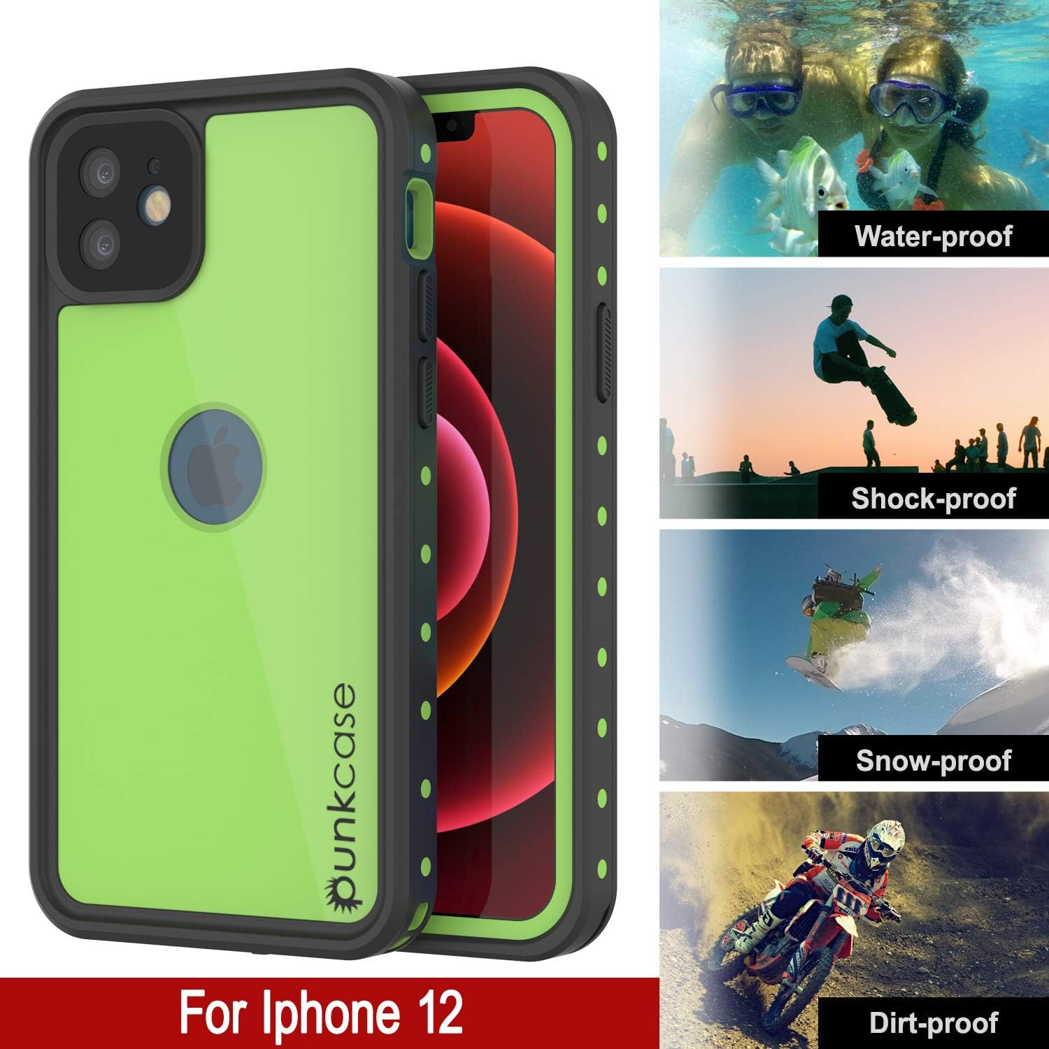 Punkcase Funda impermeable diseñada para iPhone 12 serie StudStar ajuste delgado certificado IP68 resistente a los golpes a prueba de suciedad a