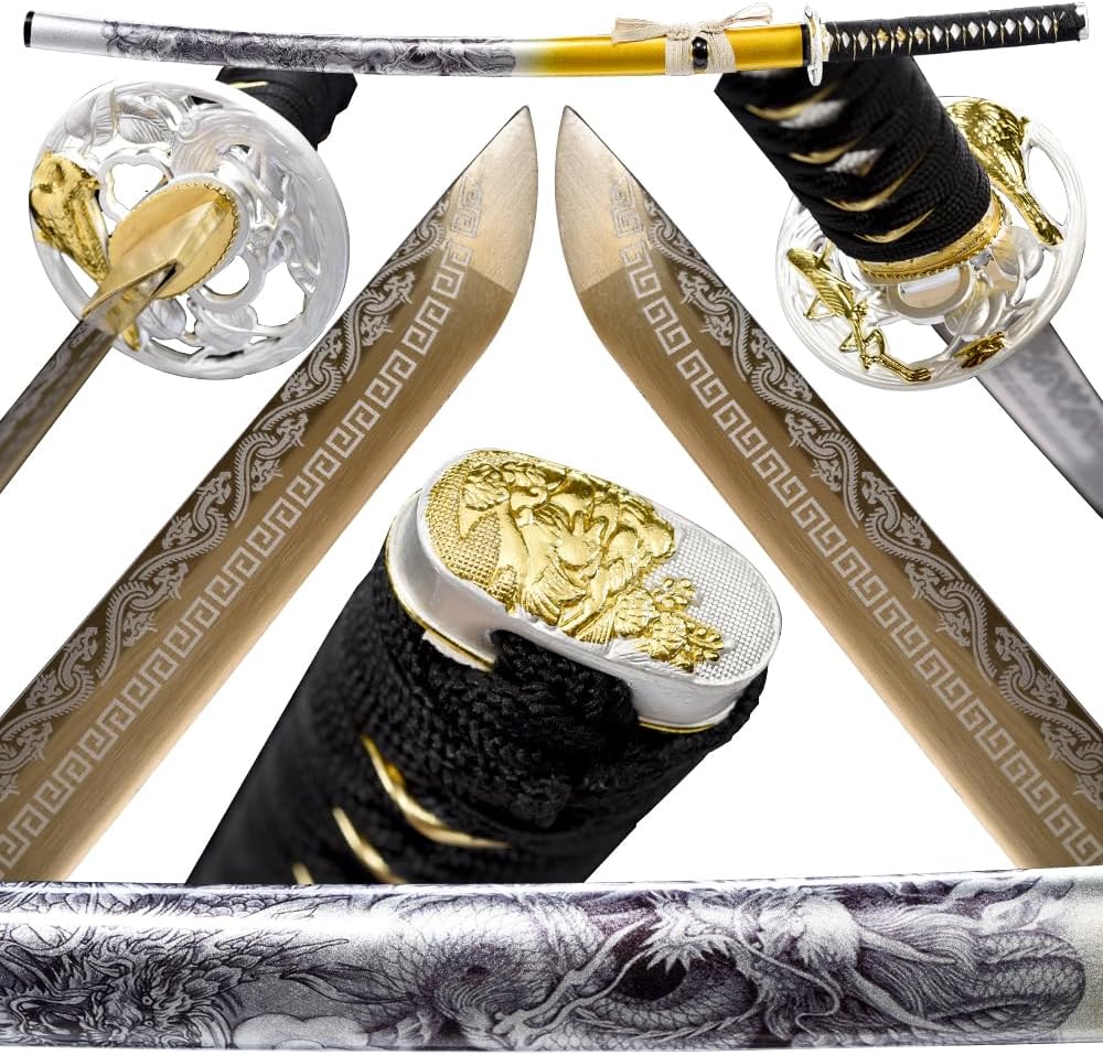 Katana de acero frío de alto carbono 10451060, espadas samuráis japonesas tradicionales forjadas a mano, armas reales afiladas, espiga completa,