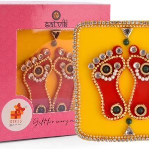 SATVIK – Juego de calcomanías acrílicas Lakshmi MATA Charan Paduka para decoración de festivales con piedra Moti Jarkan Mandir Home Office Floor SATVIK – Juego de calcomanías acrílicas Lakshmi MATA Charan Paduka para decoración de festivales con piedra Moti Jarkan Mandir Home Office Floor