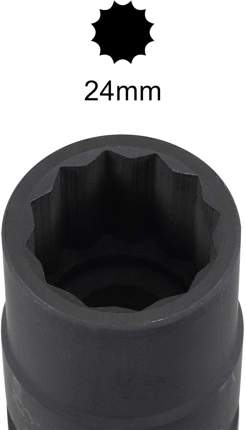 uxcell 34-Inch Drive 0.945 in 12-Point Impact Socket, CR-MO Steel 2.205 in Longitud, Tamaños métricos estándar