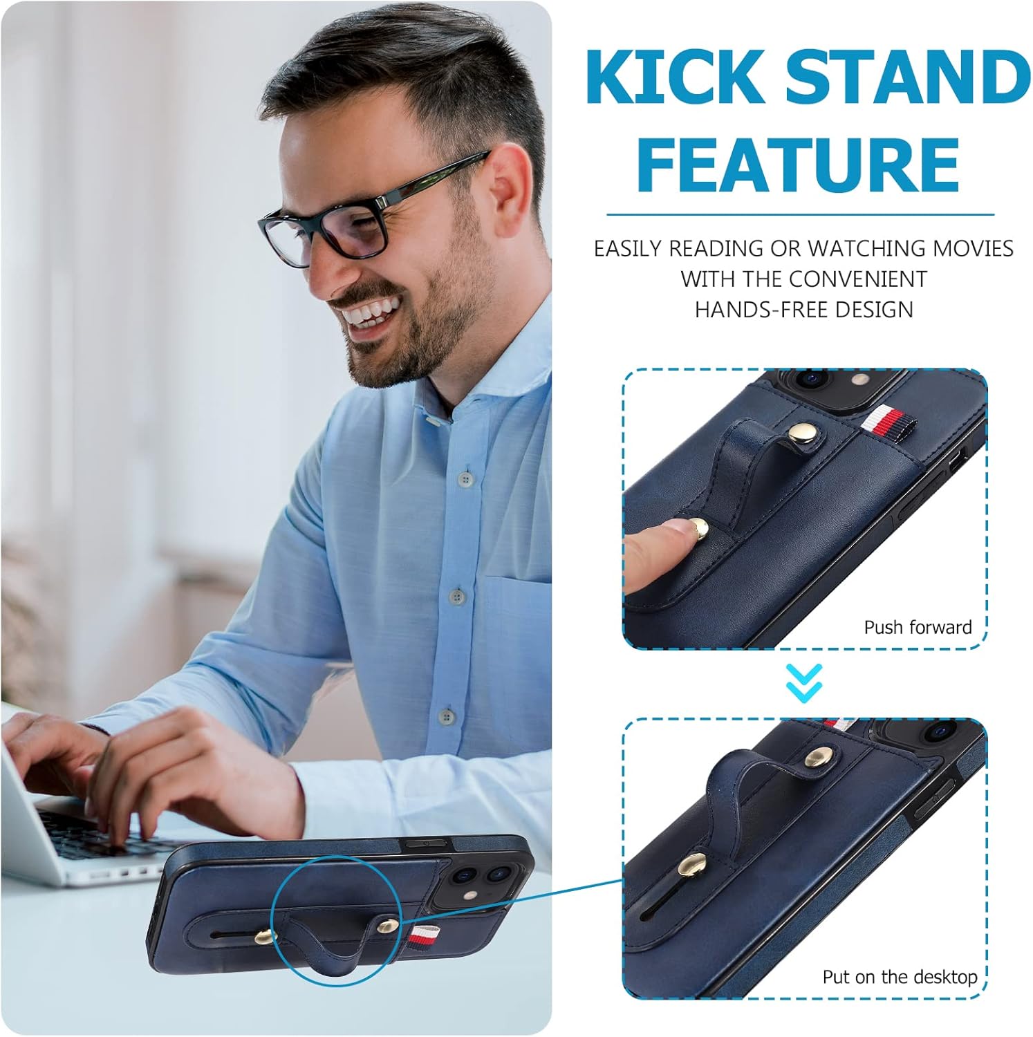 Funda compatible con iPhone 15 Plus de 6.7 pulgadas con protector de pantalla de vidrio templado con bloqueo RFID, tarjetero y anillo para