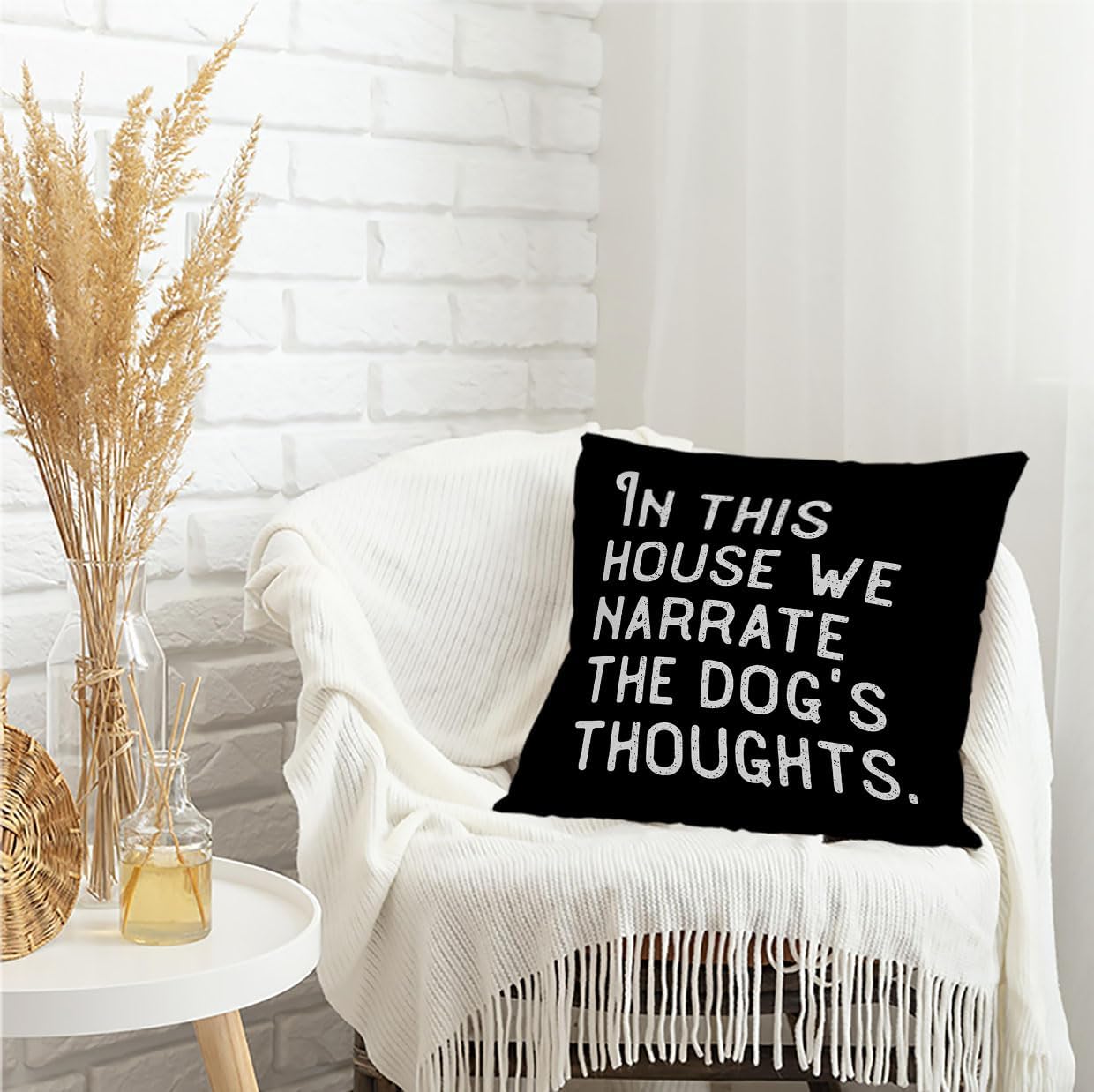 in This House We Narrate The Dogs Thoughts – Fundas de almohada de 18 x 18 pulgadas, fundas de almohada de narrar los pensamientos de los perros,