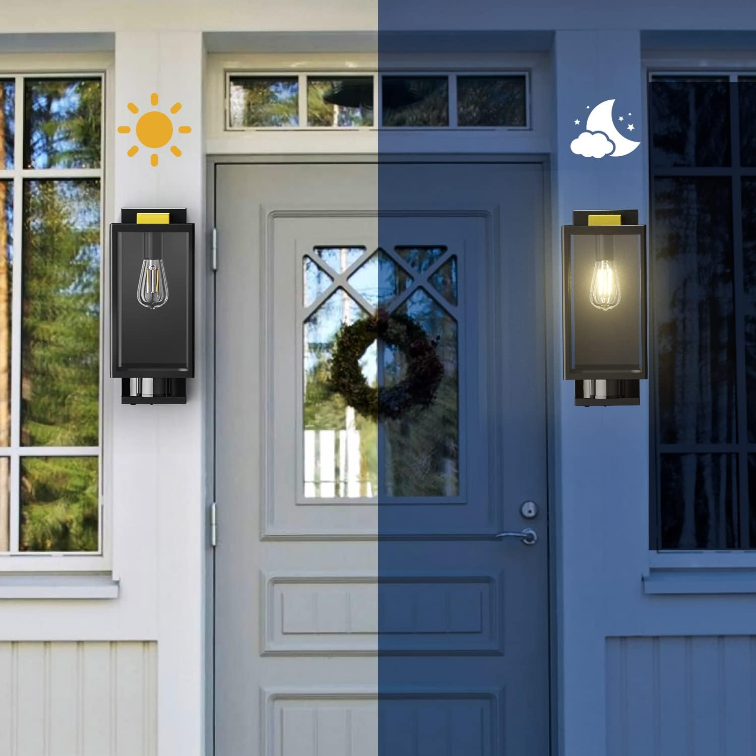 Luces de pared para exteriores con sensor de movimiento, iluminación al aire libre del atardecer al amanecer, lámparas modernas de montaje en pared,