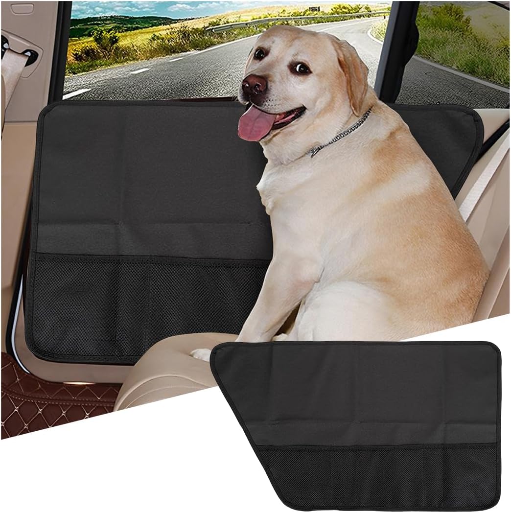 BESULEN Protector de puerta de auto para perros, paquete de 2 protectores de mascotas para ventana de puerta de automóvil, funda Oxford impermeable