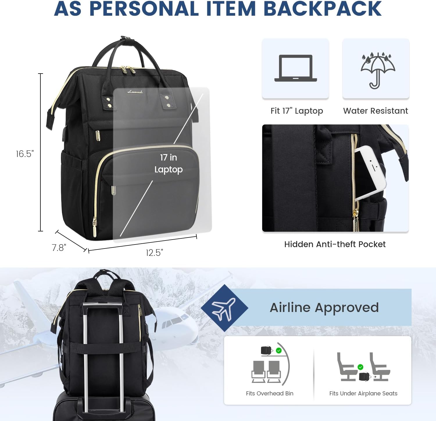 LOVEVOOK Mochila para laptop para mujer, mochila para profesores, bolsas de enfermería, mochila de trabajo para mujer, bolsa impermeable antirrobo,