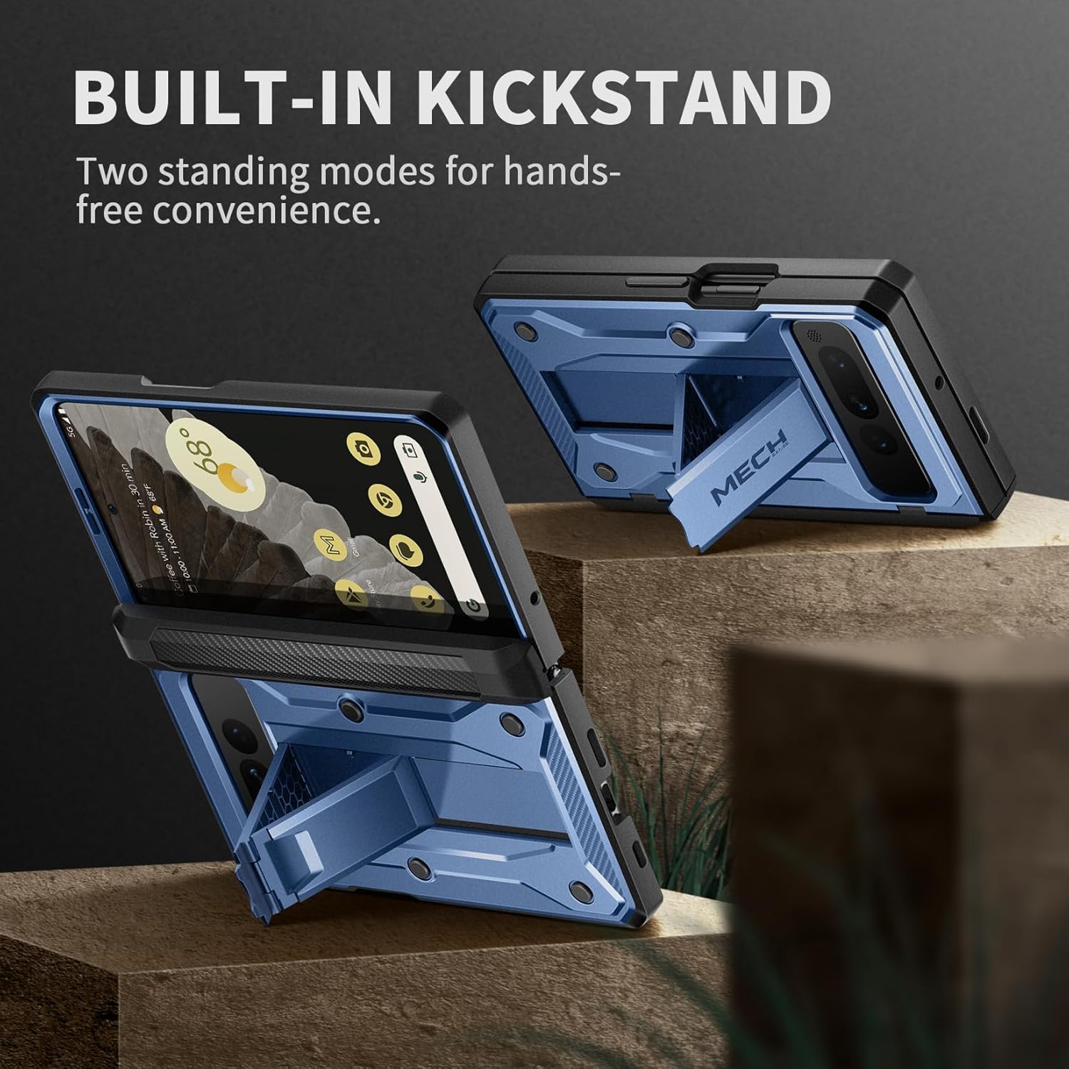Tongate Funda plegable para Google Pixel (2023), protector de pantalla integrado protección de bisagra Funda resistente de grado militar de doble