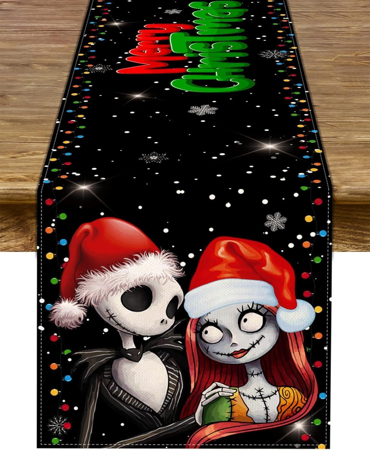 Sunwer Camino de mesa de Feliz Navidad, El extraño mundo de Jack Skellington y Sally, decoración de fiesta de cumpleaños, hogar, cocina, comedor