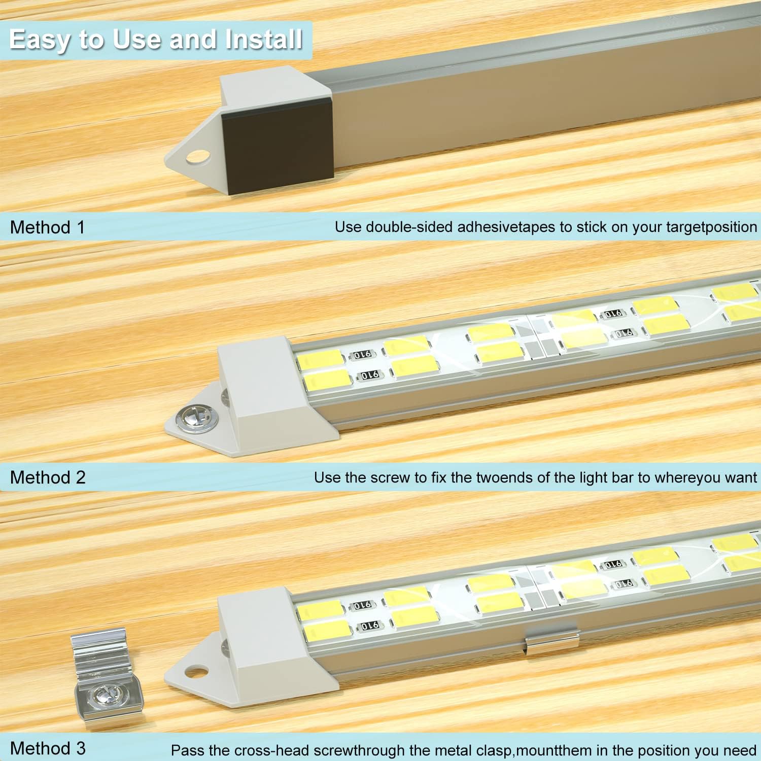 Barra de luz LED de 12 V impermeable, tira de luz LED LMGYES de 12 V, 54 LED, 7000 K, color blanco, cerrado, para remolque, armario, tira de luz LED