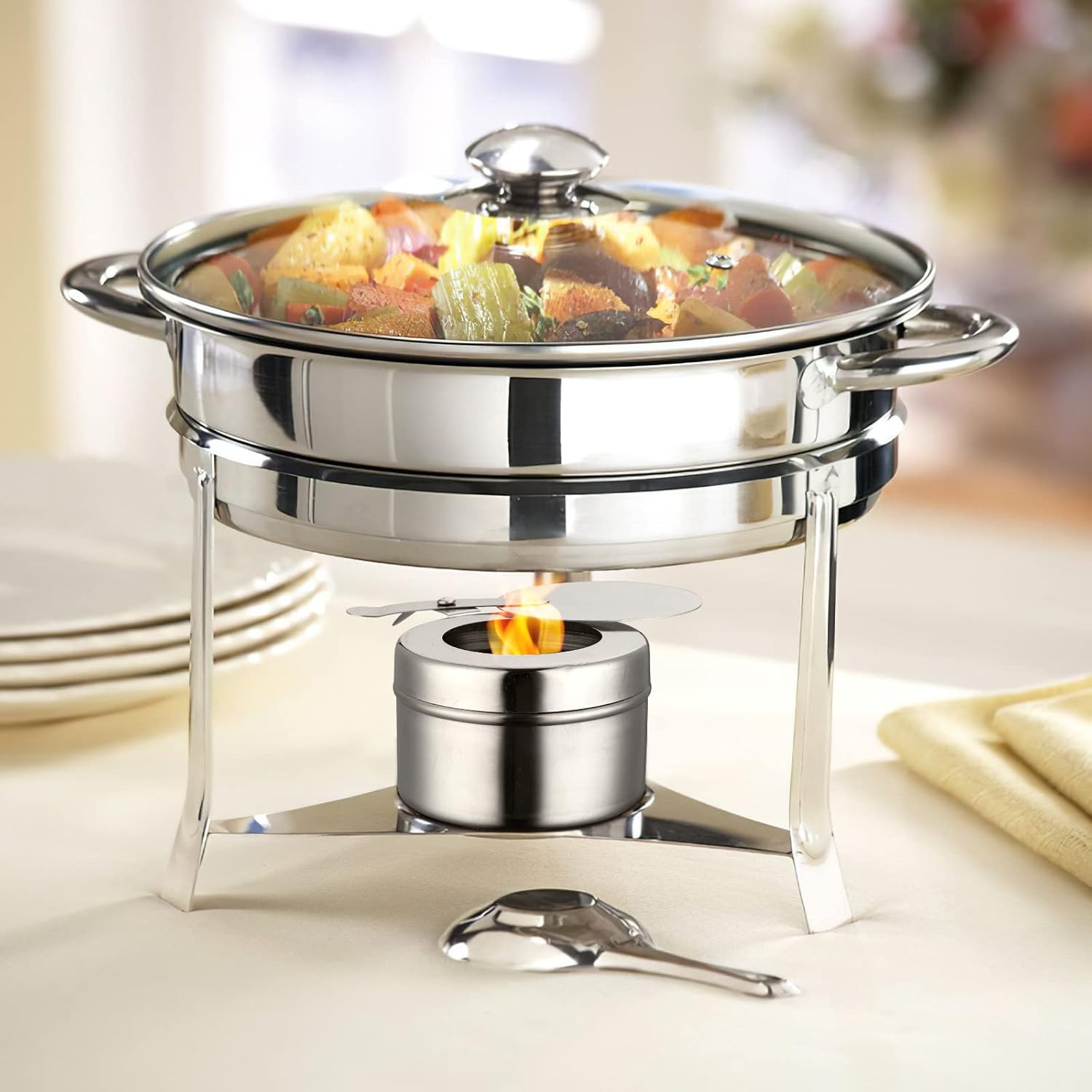 DOITOOL Soporte para latas de combustible de acero inoxidable, 4 unidades, latas de combustible para calentador de alimentos, soporte de combustible