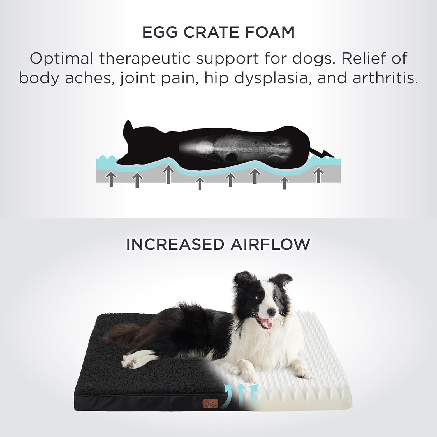 Bedsure Cama mediana para perros medianos. Cama ortopédica impermeable para perros con funda extraíble lavable, alfombrilla de espuma para mascotas,