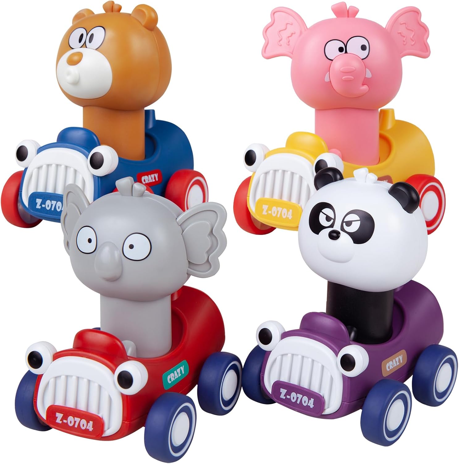 Coches de juguete de animales para niños de 1, 2, 3 años, regalo de cumpleaños para niños pequeños de 1 a 3 años, autos de juguete de tracción hacia