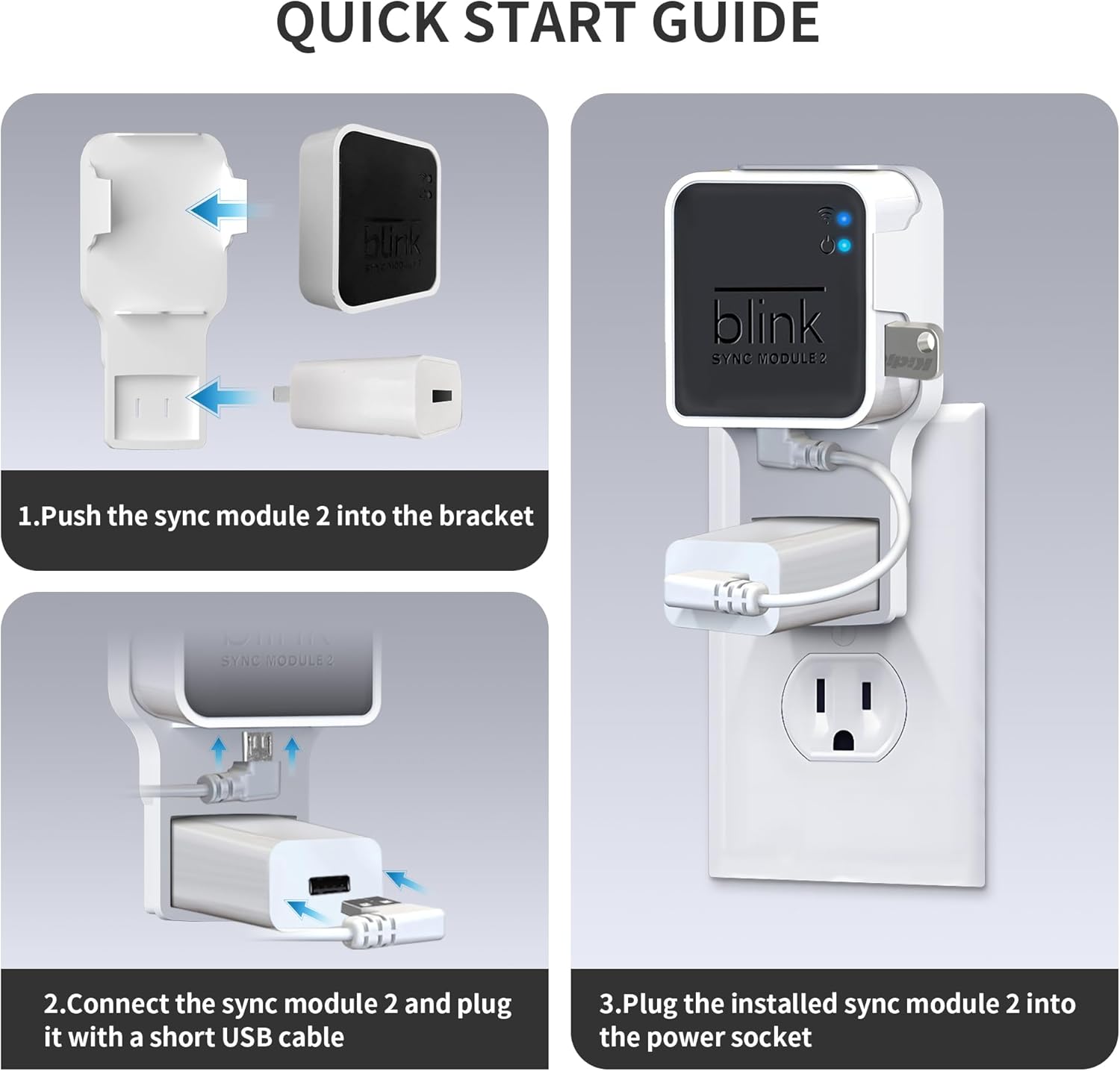Unidad flash USB de 256 GB y soporte de pared para Blink Sync Module 2 con cable corto  Orde, ahorra espacio y mejora la seguridad sin esfuerzo