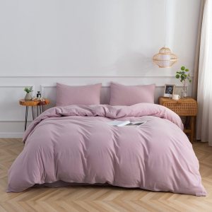 Juego de funda de edredón morada, funda de edredón 100% algodón lavado, juego de cama suave de lujo de 2 piezas con cierre de cremallera. Funda de Juego de funda de edredón morada, funda de edredón 100% algodón lavado, juego de cama suave de lujo de 2 piezas con cierre de cremallera. Funda de