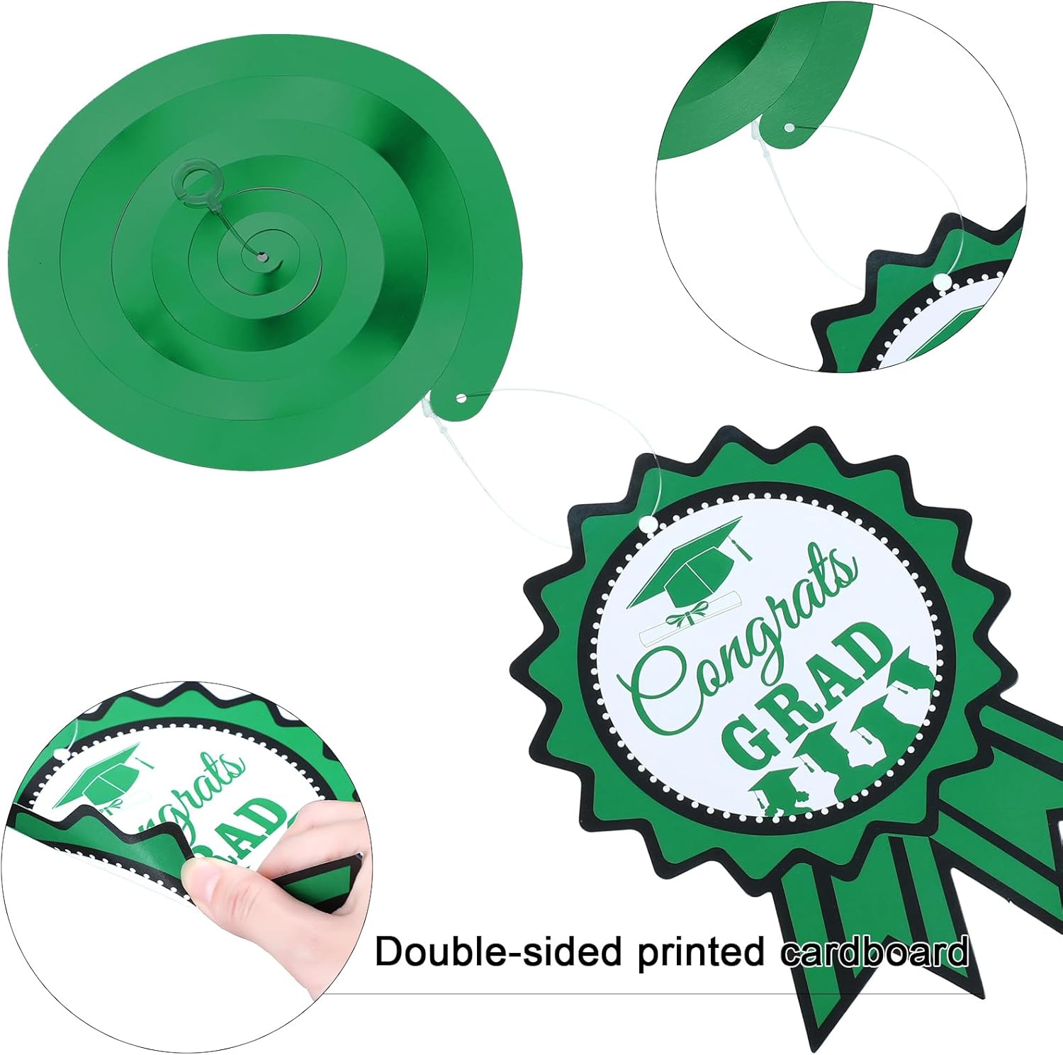 Decoraciones para fiestas de graduación 2022, 30 unidades de remolinos colgantes de aluminio con diseño de estrellas, toga, diplomas, serpentinas de