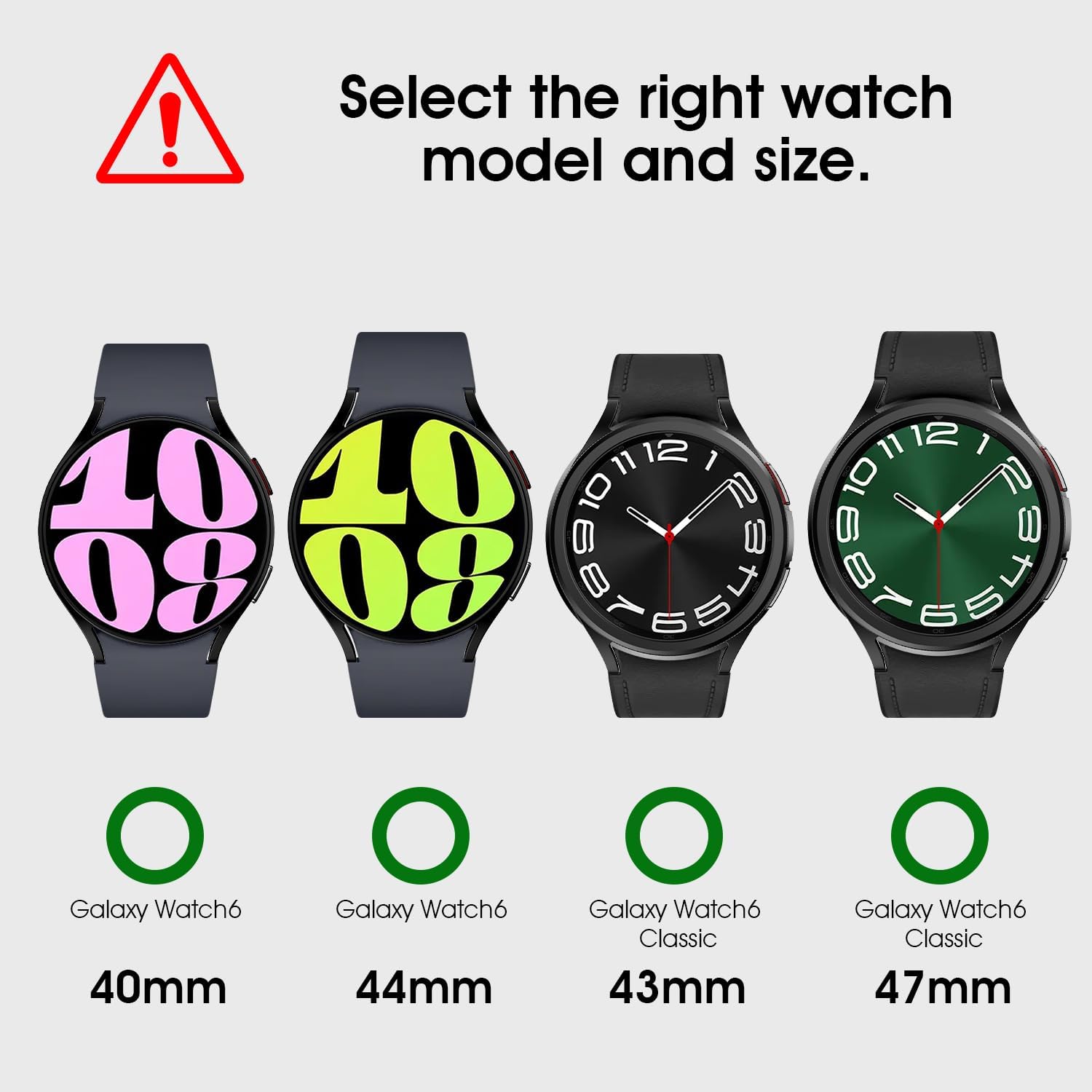 AMANECER Paquete de 2 protectores de pantalla de vidrio templado diseñados para Galaxy Watch 6 de 1.575 pulgadas, 1.732 pulgadas y Glaxy Watch 6