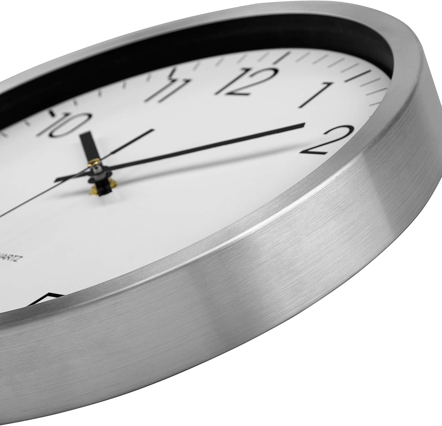 Lumuasky Reloj de pared de metal, funciona con pilas, silencioso, sin tictac, de acero inoxidable, de 12 pulgadas, para escuela, oficina, hogar